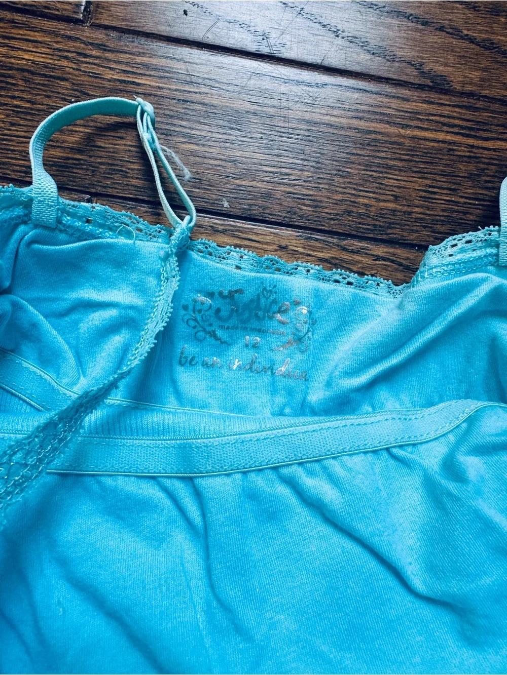 Justice Girls 3-Pack Lace Trim Camisoles - Bright Pink, Aqua, Teal